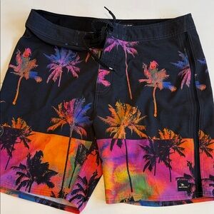 Rip Curl Men's Black with Vibrant Palm Swim Shorts